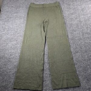 Spring + Mercer Olive Green Ribbed Knit Wide Leg Pants Size Medium NWT